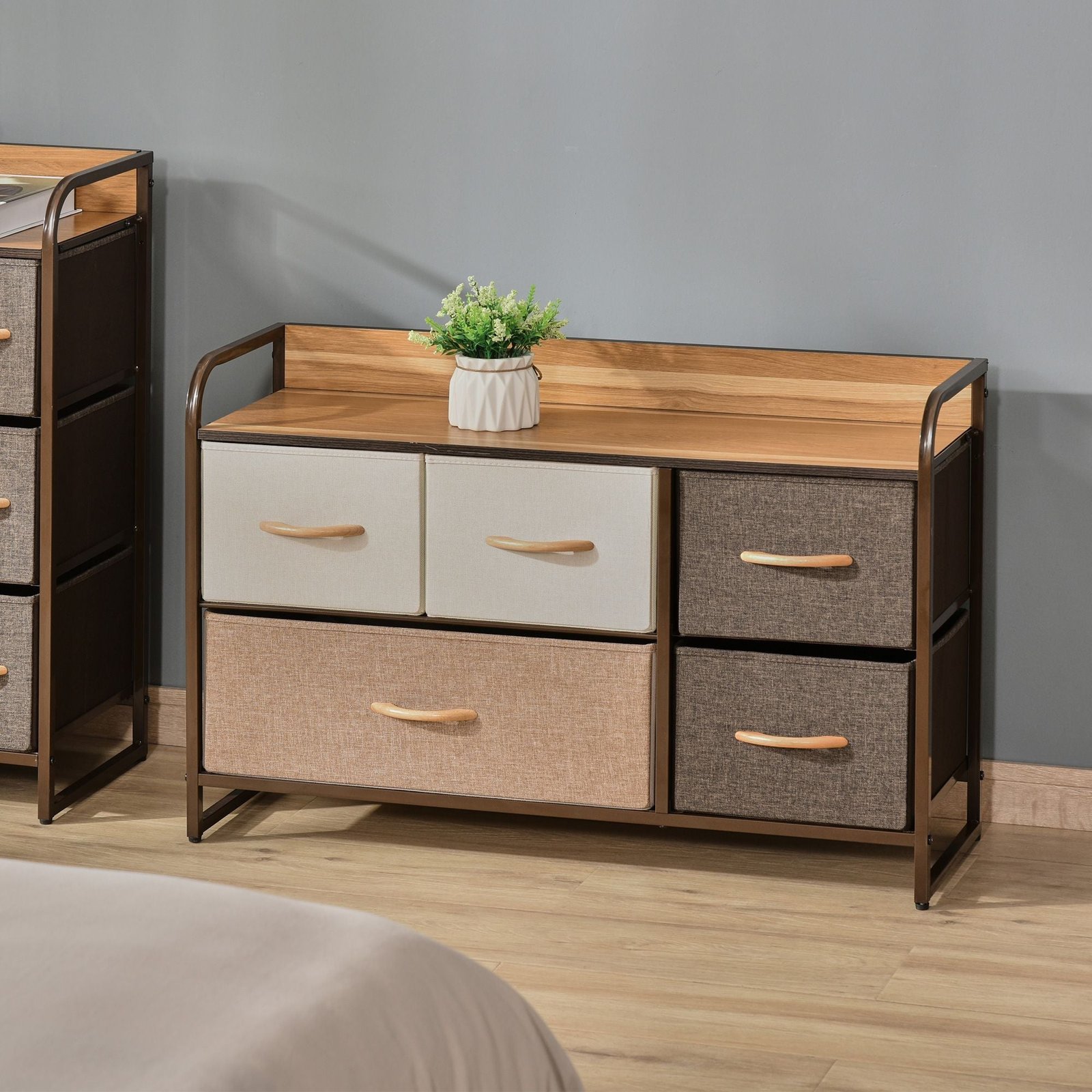 5 bin dresser storage tower cabinet organizer multicoloured metal frame chest drawers for bedroom