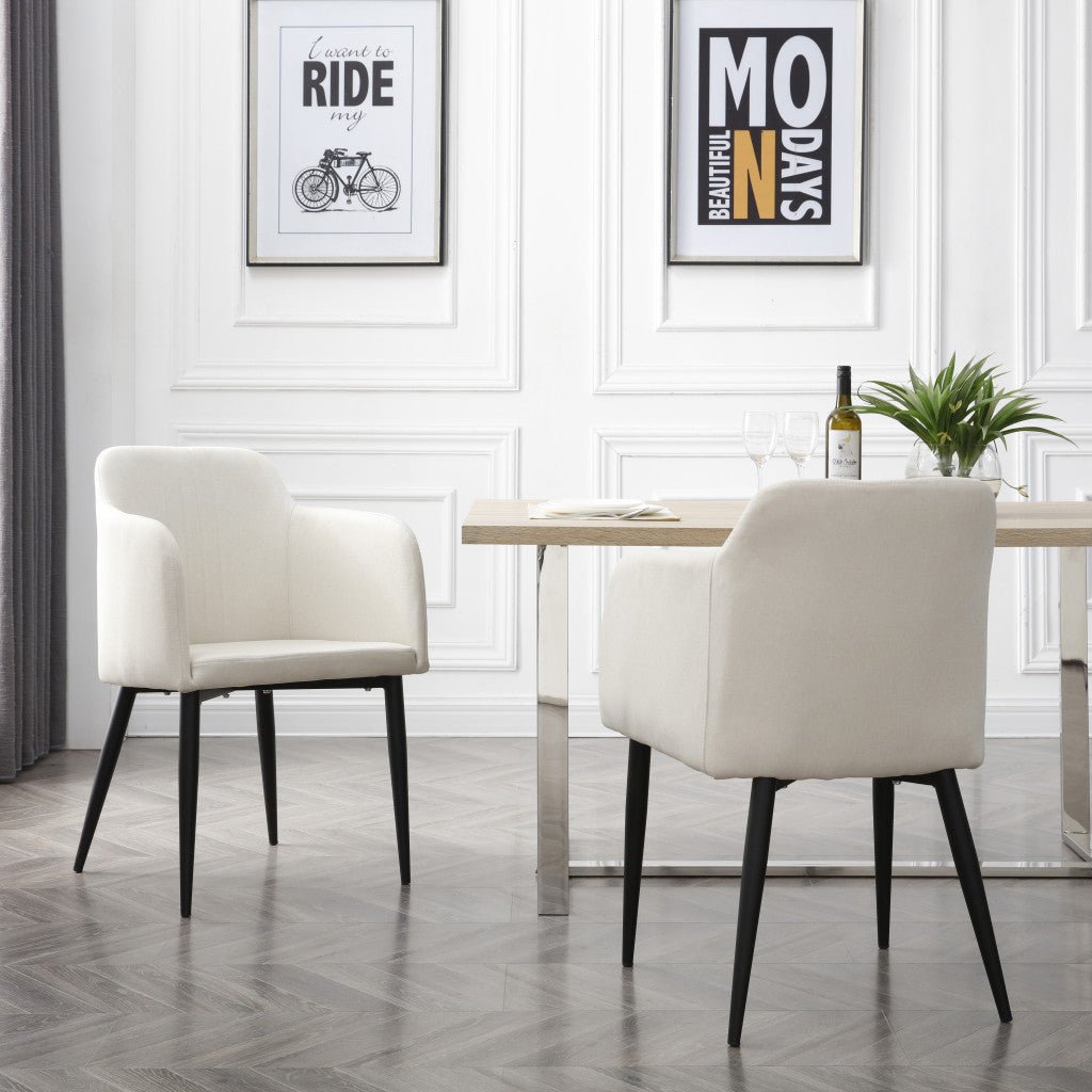 hms set of two 23" off white and black upholstered arm chairs for living room