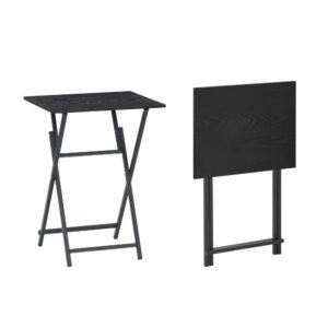 2 piece folding tv tray table set,foldable sofa side table,portable snack table for living room,bedroom,office,small space