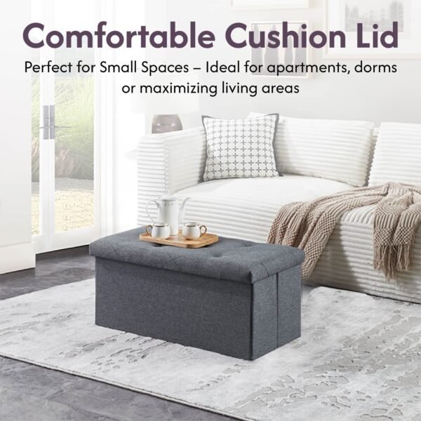 30 inches gray folding storage ottoman bench for foot rest & end bed storage chic chest design for living room bedroom entryway