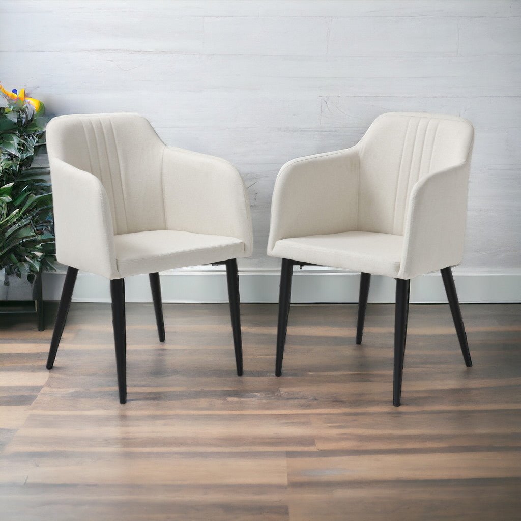 hms set of two 23" off white and black upholstered arm chairs for living room