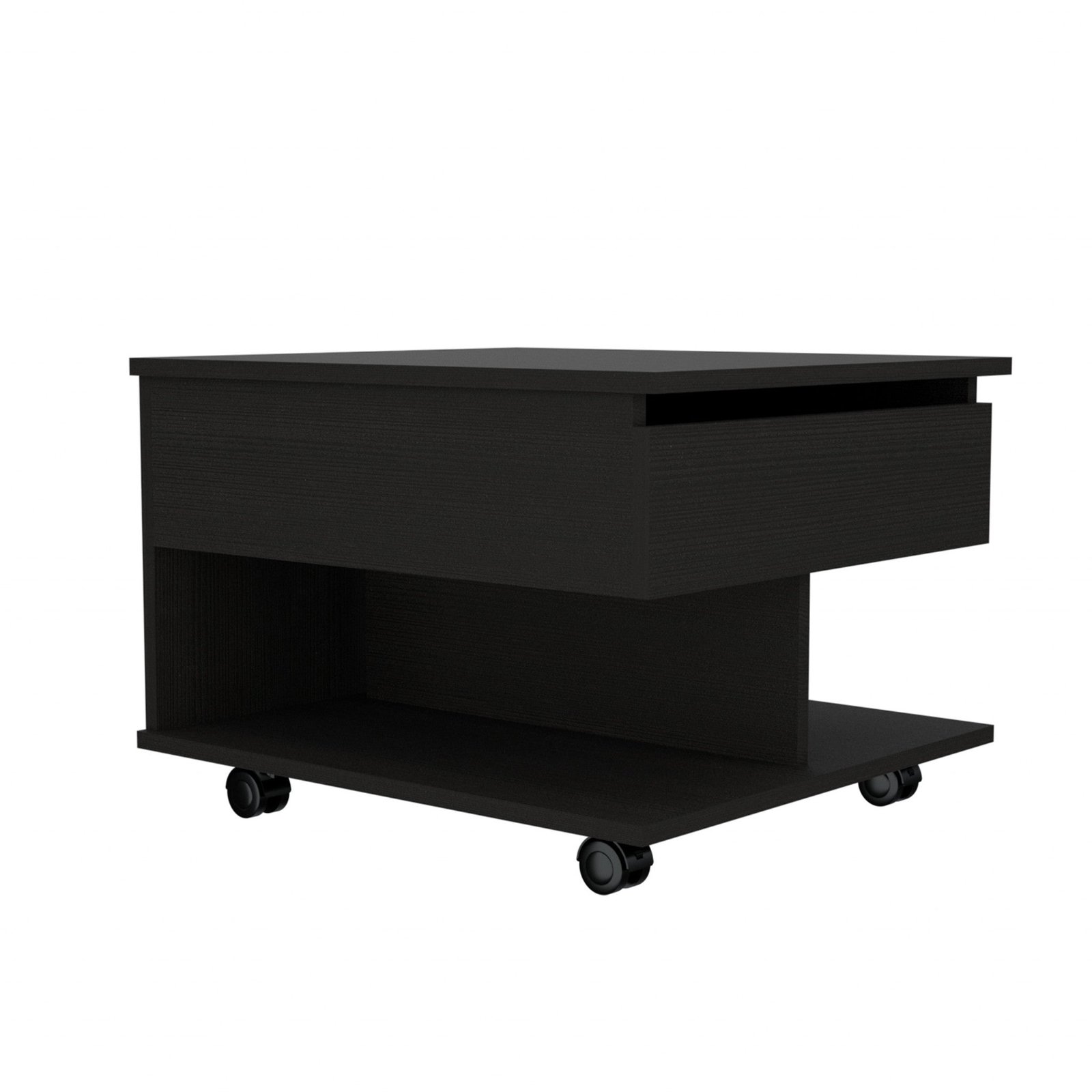 22" black manufactured wood rectangular lift top coffee table with drawer hms design