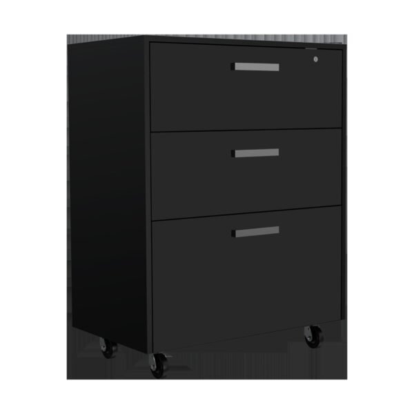 hms 28" black wall mounted accent kitchen cabinet with six shelves and three drawers