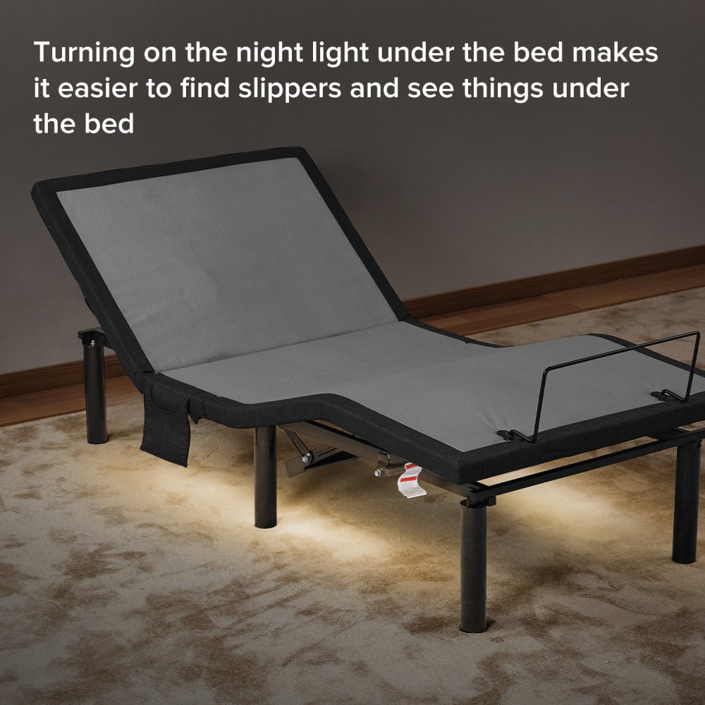 ergonomic twin xl size adjustable bed, zero gravity base for stress management w/head and foot incline, wireless remote control