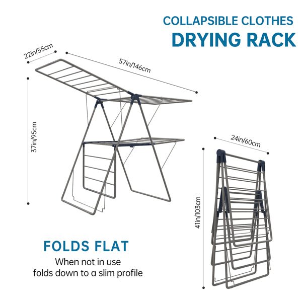 1pc, clothes drying rack foldable, foldable laundry drying rack, free standing large drying rack, grey
