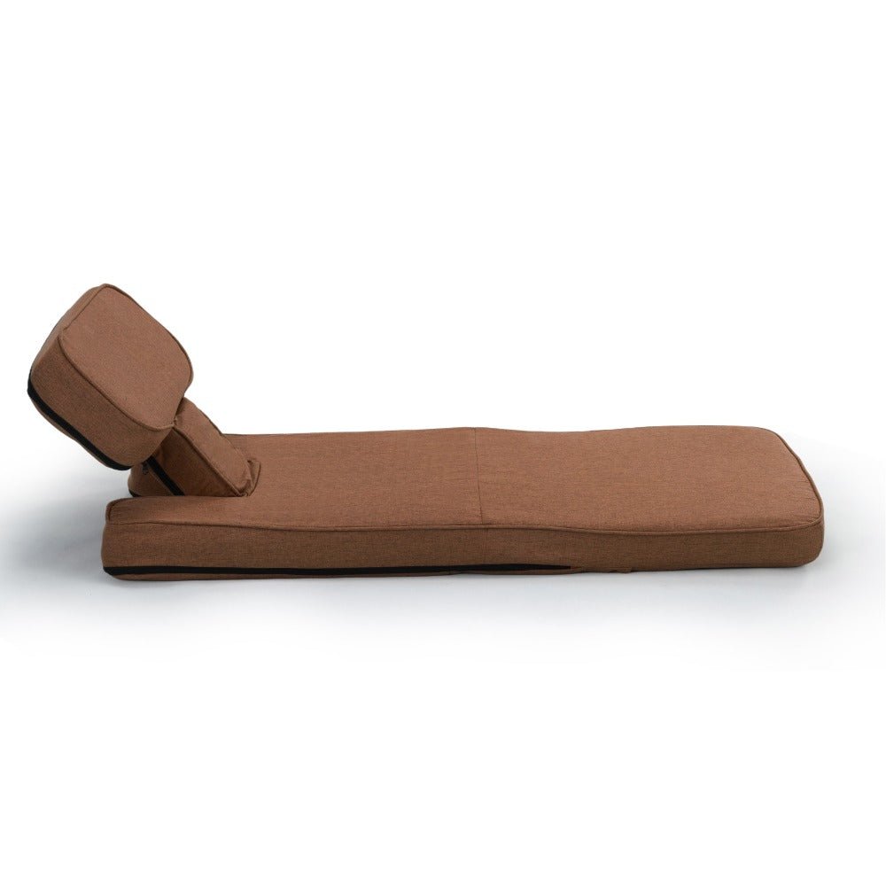 multi functional foldable sofa with adjustable angles and pillow, dark brown