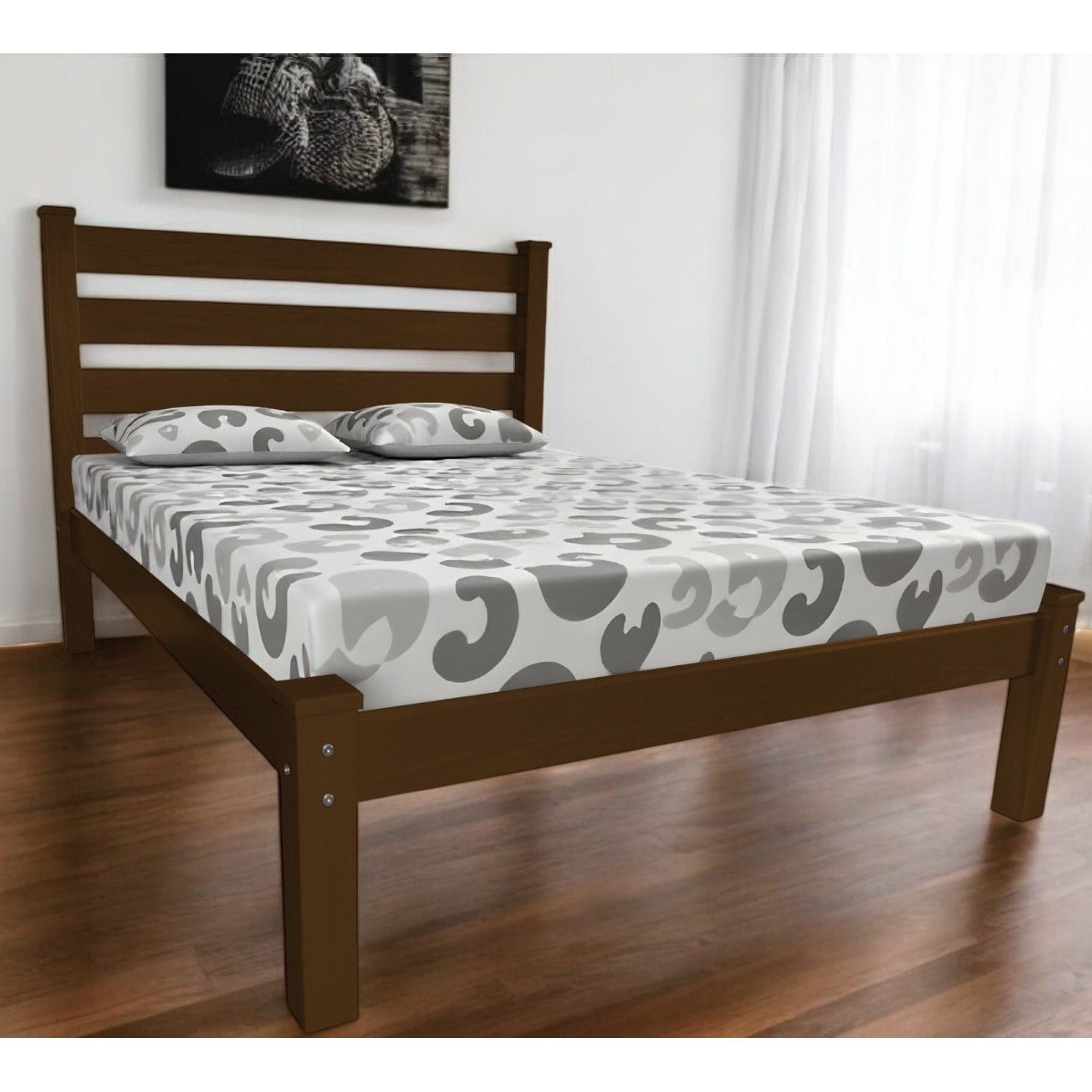 hms modern style solid wood twin bed frame with iron foldable for home living room bedroom available in king queen single sizes