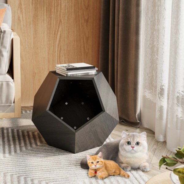 25.98'' shaped modern pet furniture cat carrier side table mdf multi purpose furniture antique wood color