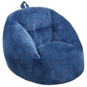 3 feet bean bag chair with soft teddy velvet cover 25d memory foam storage pocket soft armrests blue for bedroom playroom