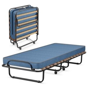 portable folding bed from italy memory foam mattress & sturdy metal frame