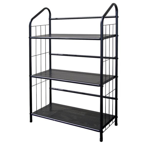 hms 37" black metal three tier bookcase industrial contemporary living room bedroom hotel furniture iron material