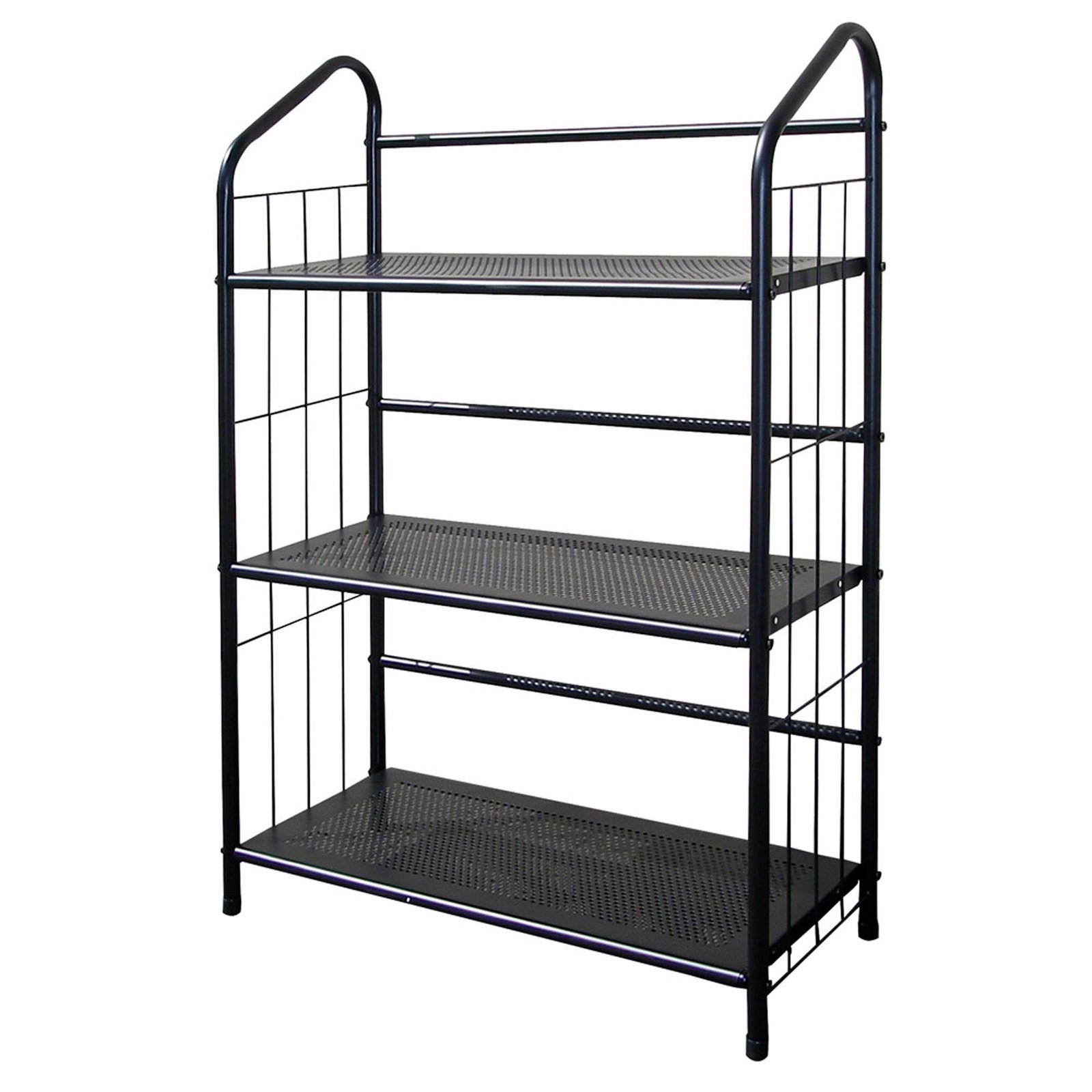 hms 37" black metal three tier bookcase industrial contemporary living room bedroom hotel furniture iron material