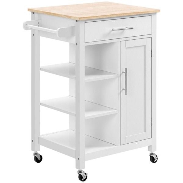 compact white as kitchen island cart on wheels rolling utility trolley for kitchen easy to move storage solution