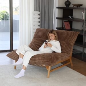 atunus nordic minimalist lazy sofa living room balcony soft corduroy fabric vacuum compressed brown lazy lounge chair sofa set