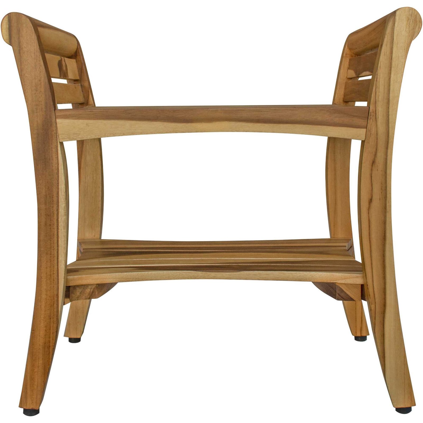 24" natural solid teak wood shower bench with handles versatile usage in bathroom bedroom living room kitchen or school
