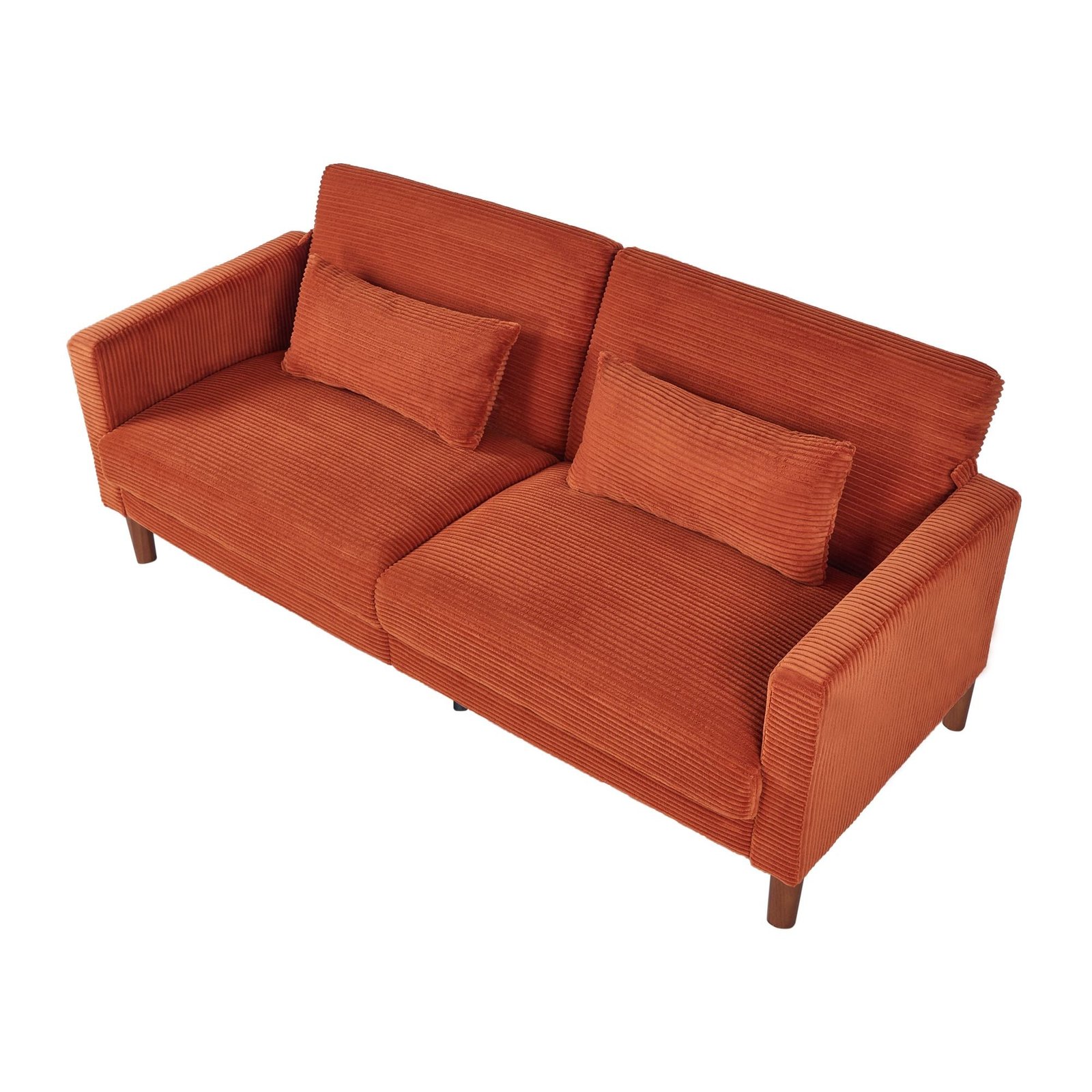 modern 2140og orange corduroy two seater living room sofa for bedroom office small spaces