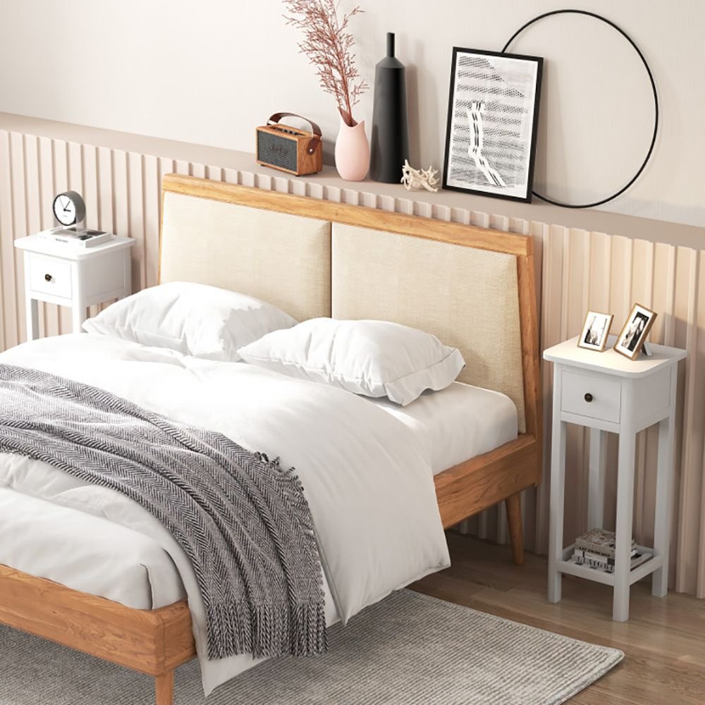 2 tier slim nightstand bedside table with drawer shelf elegant nightstands with practical storage solution