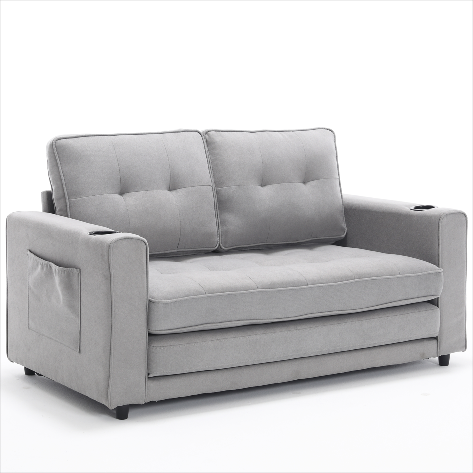 3 in 1 convertible fcj futon sofa bed tufted loveseat with pull out sleeper couch extendable for hotel use