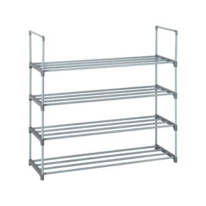 2 set gray 4 tier shoe rack tower shelf storage organizer for bedroom entryway or hallway closet