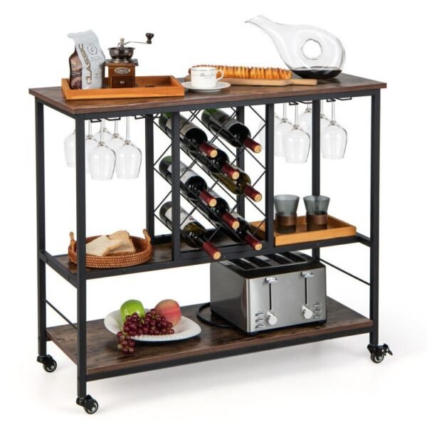 8 bottle rack and 12 glasses hanger 3 tier wine bar cabinet