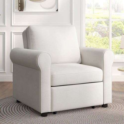 3 in 1 cream fcj sofa bed chair convertible modern adults' single bed with adjustable backrest lounger chair sleeper